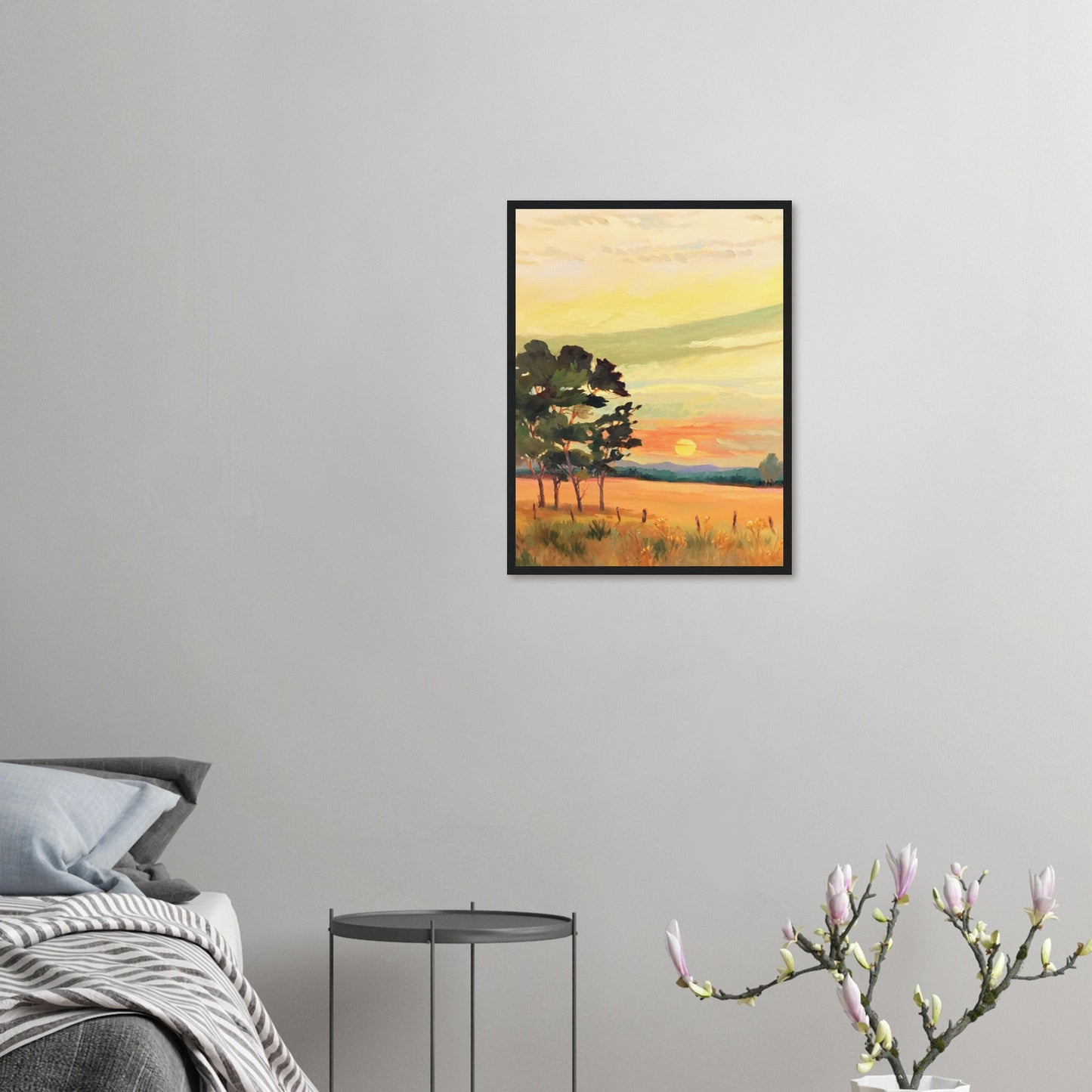 ‘Sunrise’ Landscape | 18x24 Wooden Framed Art Print | Original Artwork by American Artist Barbara Cleary