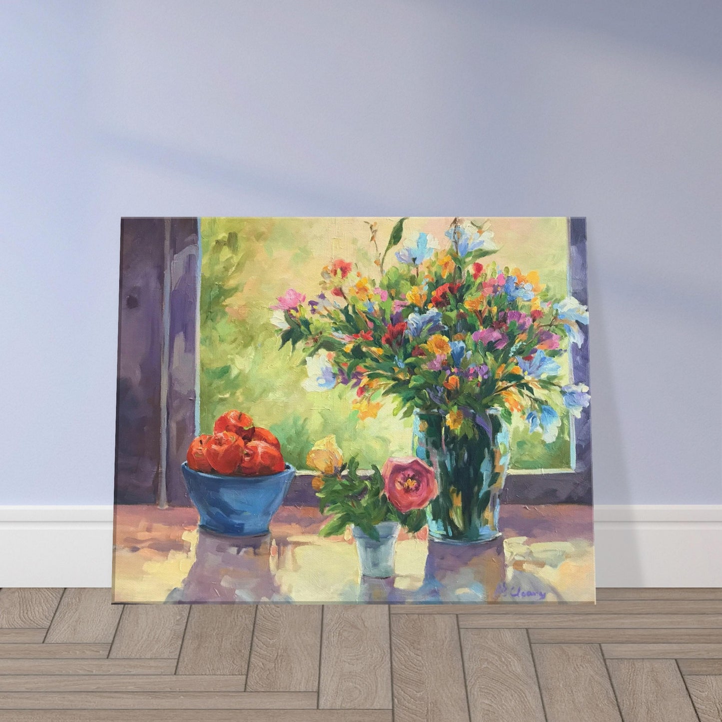 'Myrna's Apples' Still Life Floral I 16x20 inch Art Print on Canvas I Original Artwork by American Artist Barbara Cleary