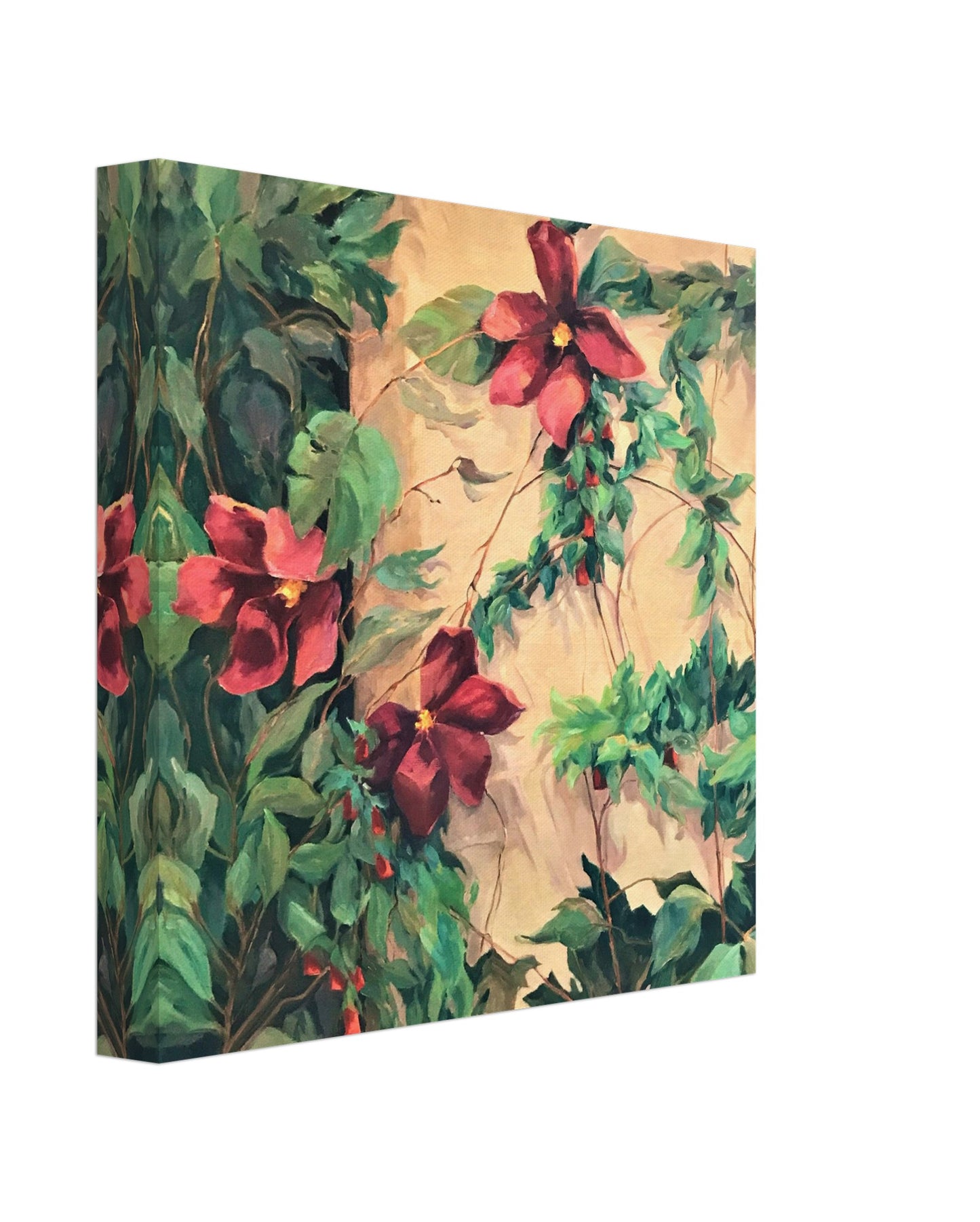 "Climatis" 8x8 inch Print on Canvas by Barbara Cleary Designs