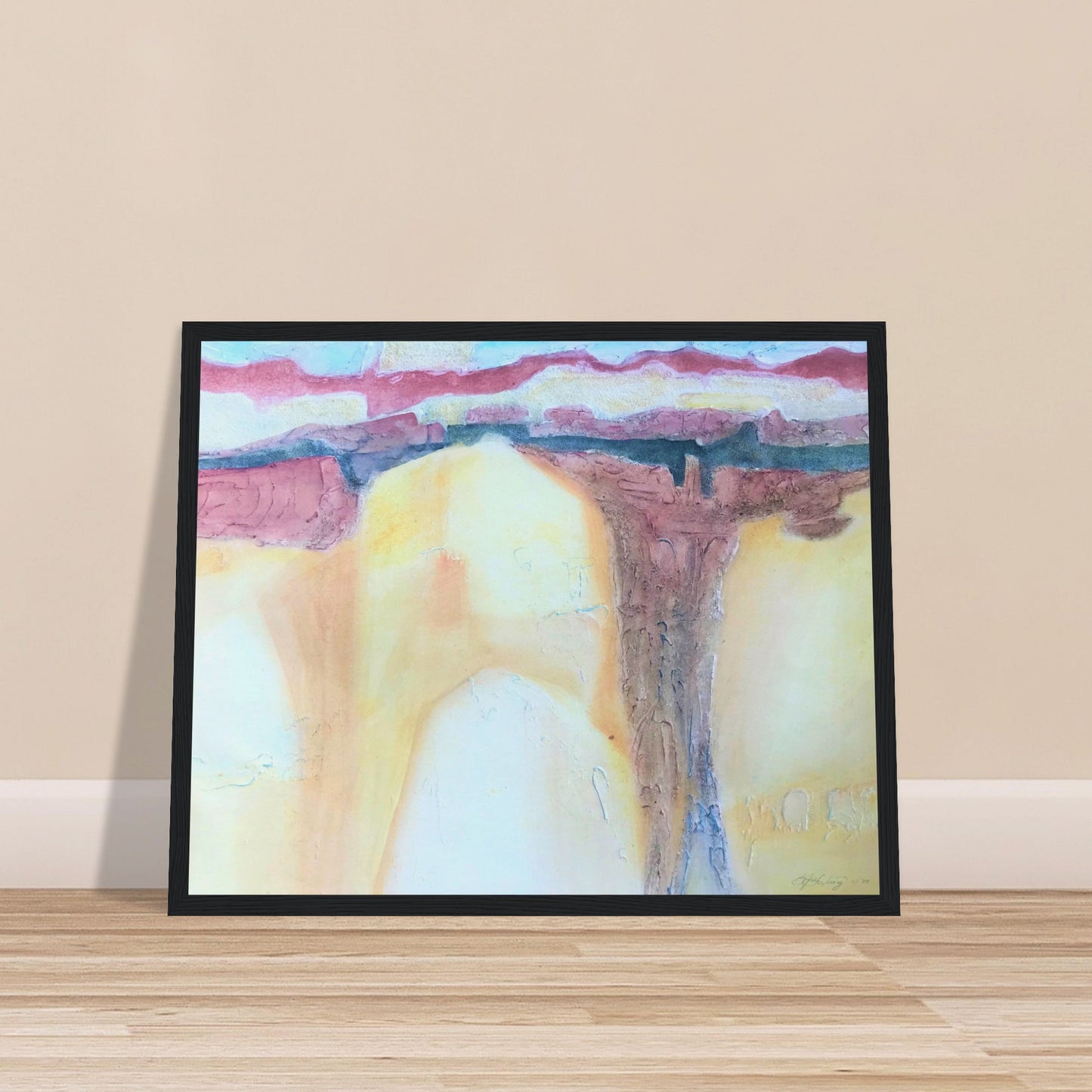 'Southwest Mixed Media' Abstract I 16x20 inch Wooden Framed Art Print I Original Artwork by American Artist Barbara Cleary