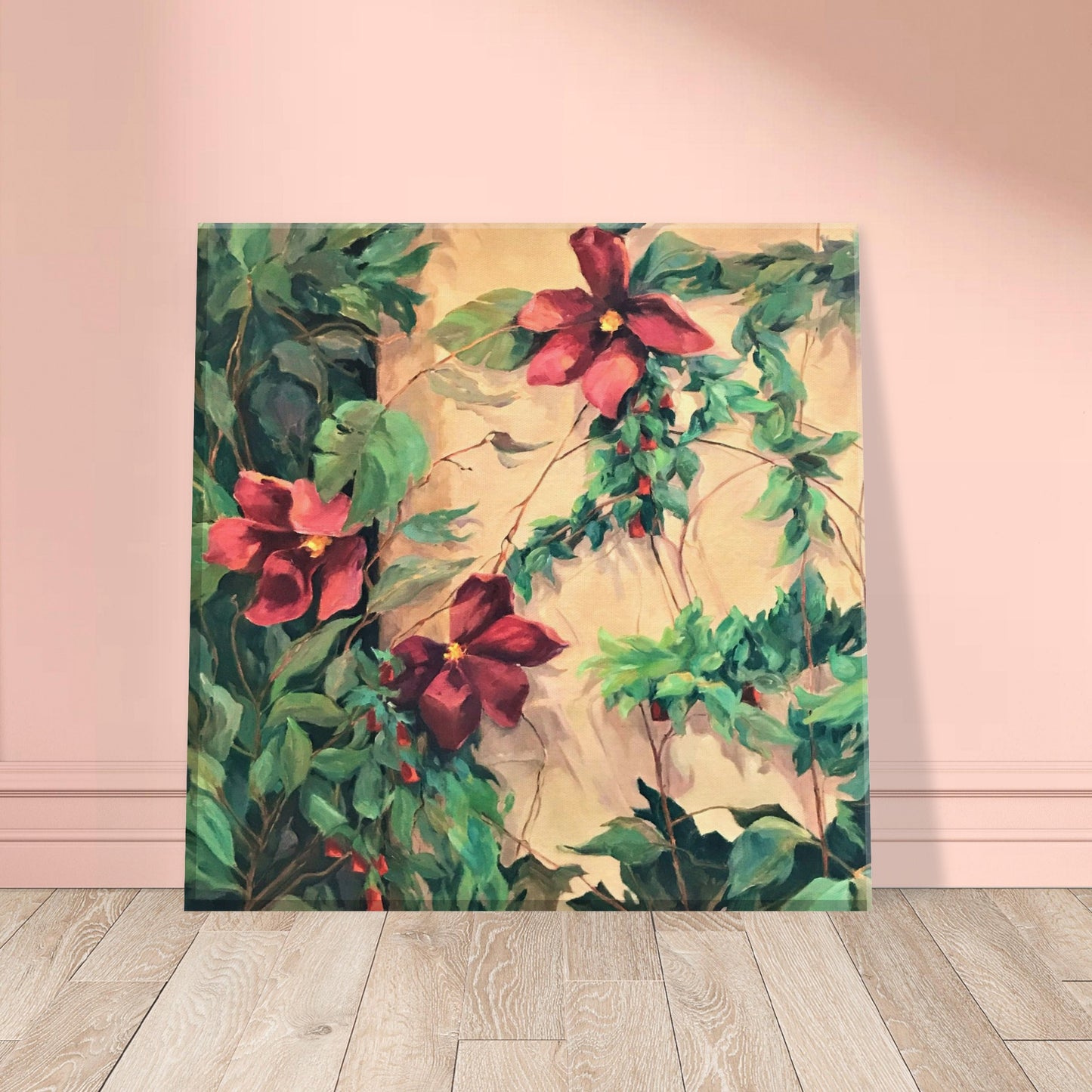 "Climatis" 8x8 inch Print on Canvas by Barbara Cleary Designs