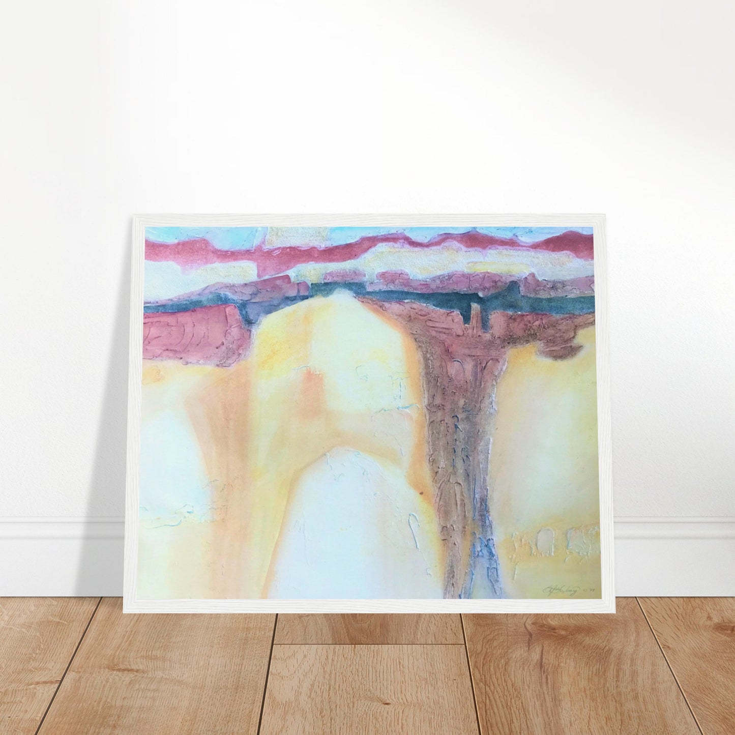 'Southwest Mixed Media' Abstract I 16x20 inch Wooden Framed Art Print I Original Artwork by American Artist Barbara Cleary