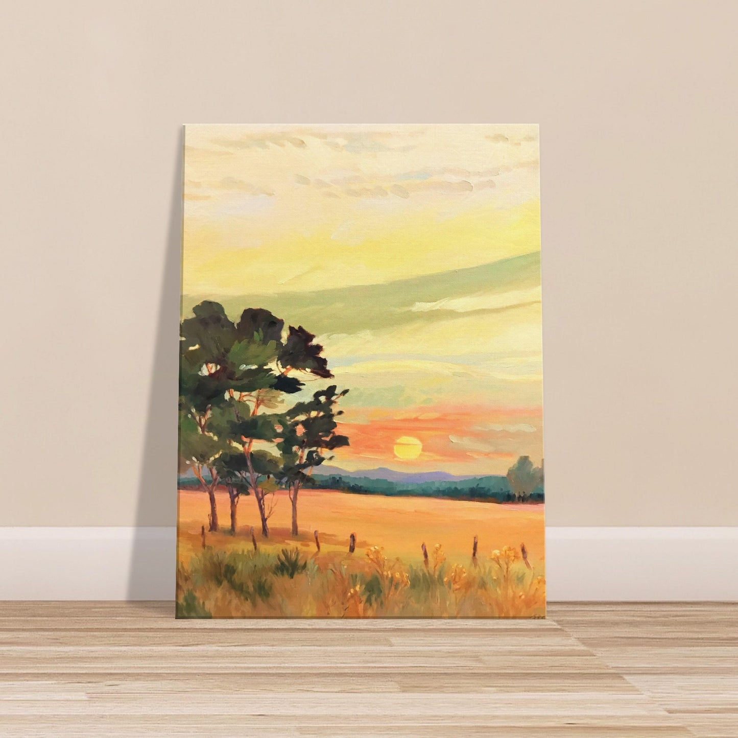 'Sunrise' Landscape I 18x24 inch Art Print on Canvas I Original Artwork by American Artist Barbara Cleary I F62
