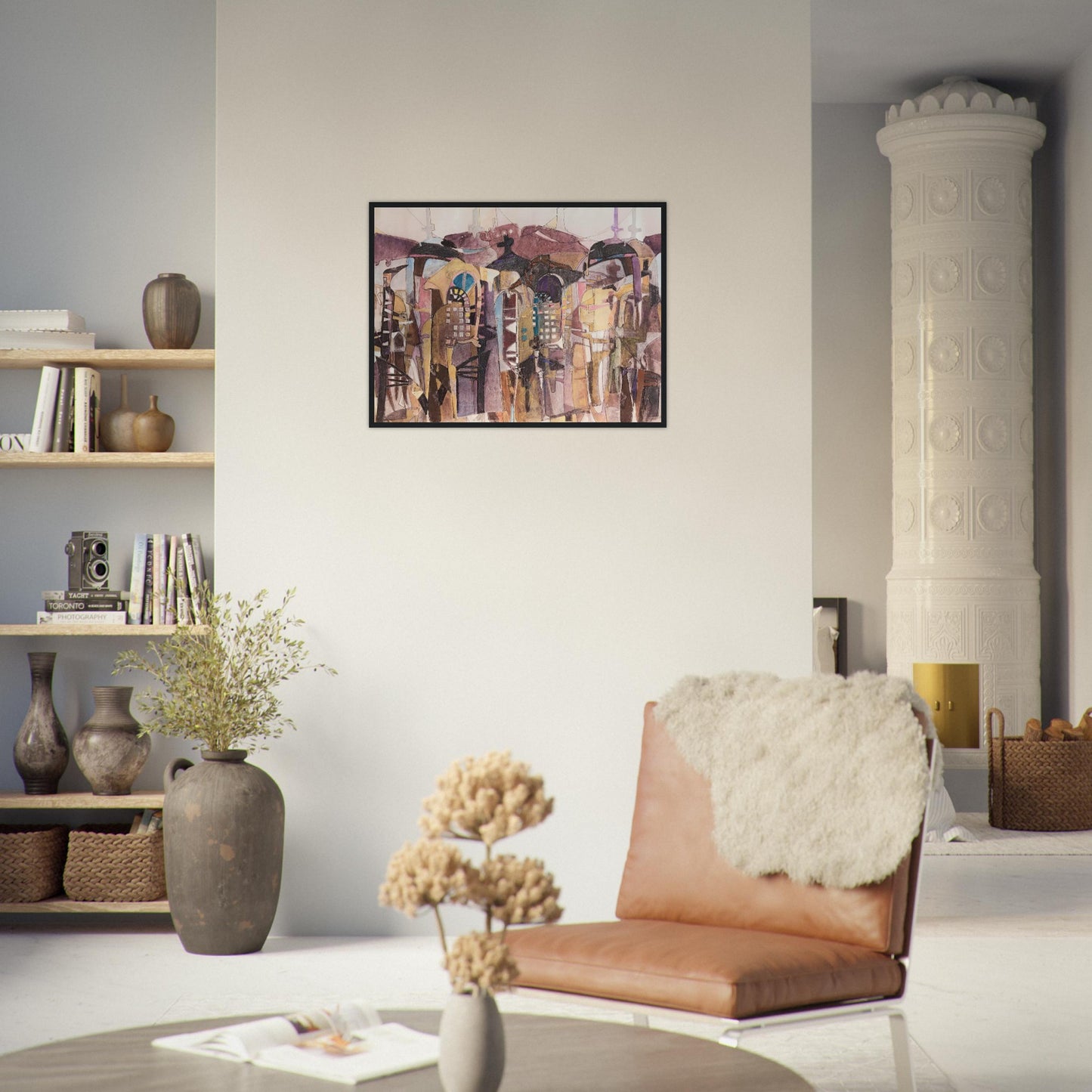 'San Francisco De Asis' Abstract I 24x32 inch Wooden Framed Art Print I Original Artwork by American Artist Barbara Cleary