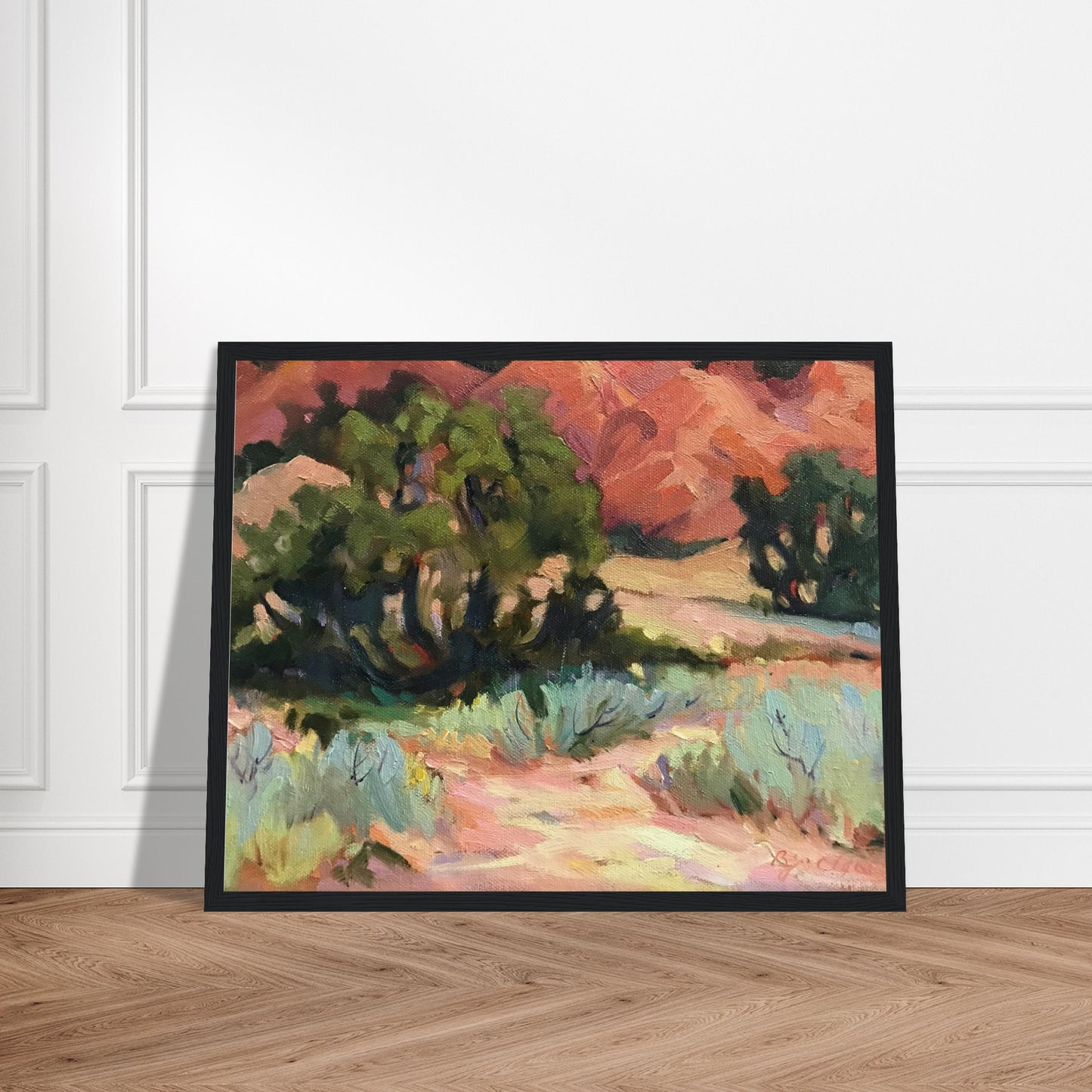 ‘Mesa at Ghost Ranch’ Southwestern Landscape | 16x20 Wooden Framed Art Print | Original Artwork by American Artist Barbara Cleary