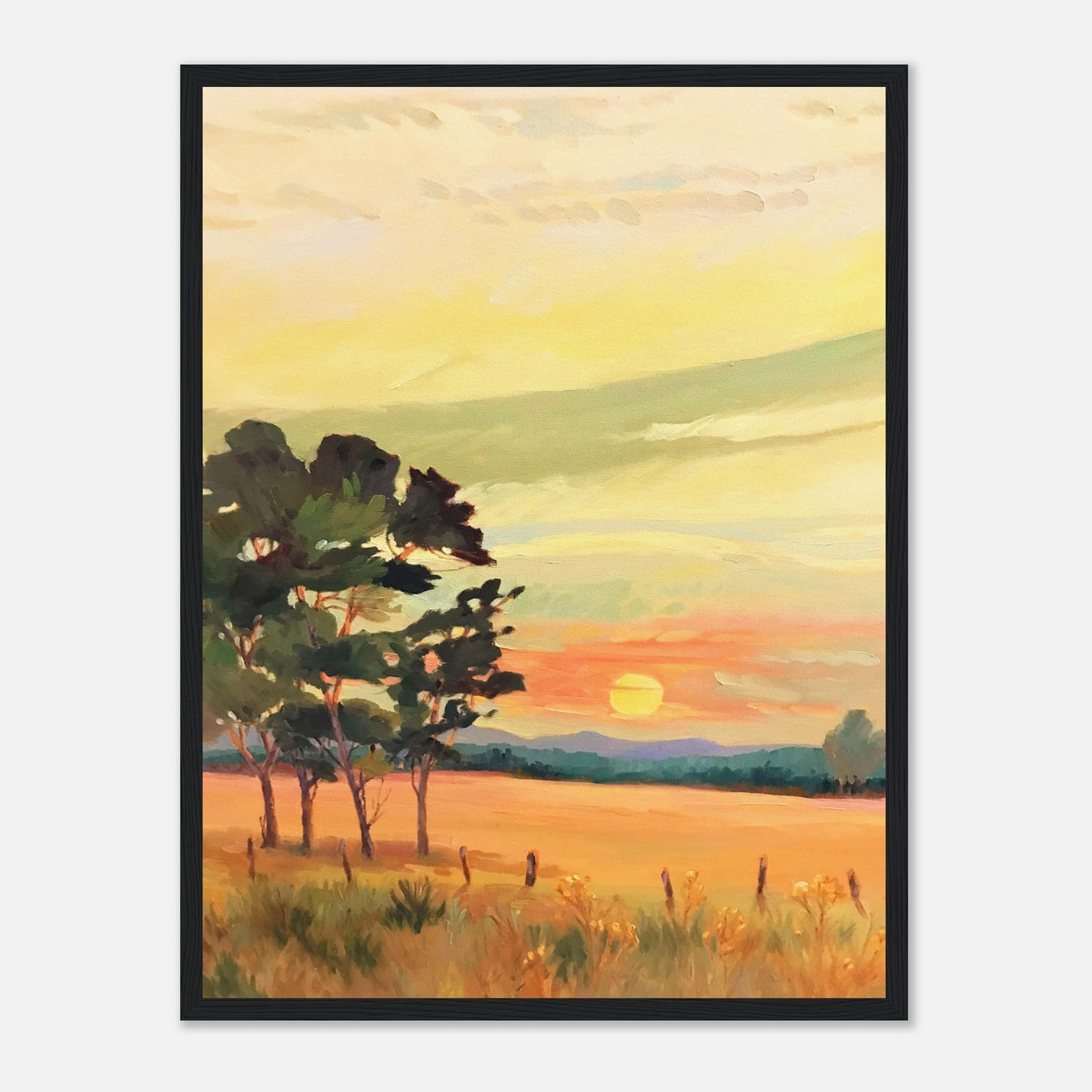 ‘Sunrise’ Landscape | 18x24 Wooden Framed Art Print | Original Artwork by American Artist Barbara Cleary