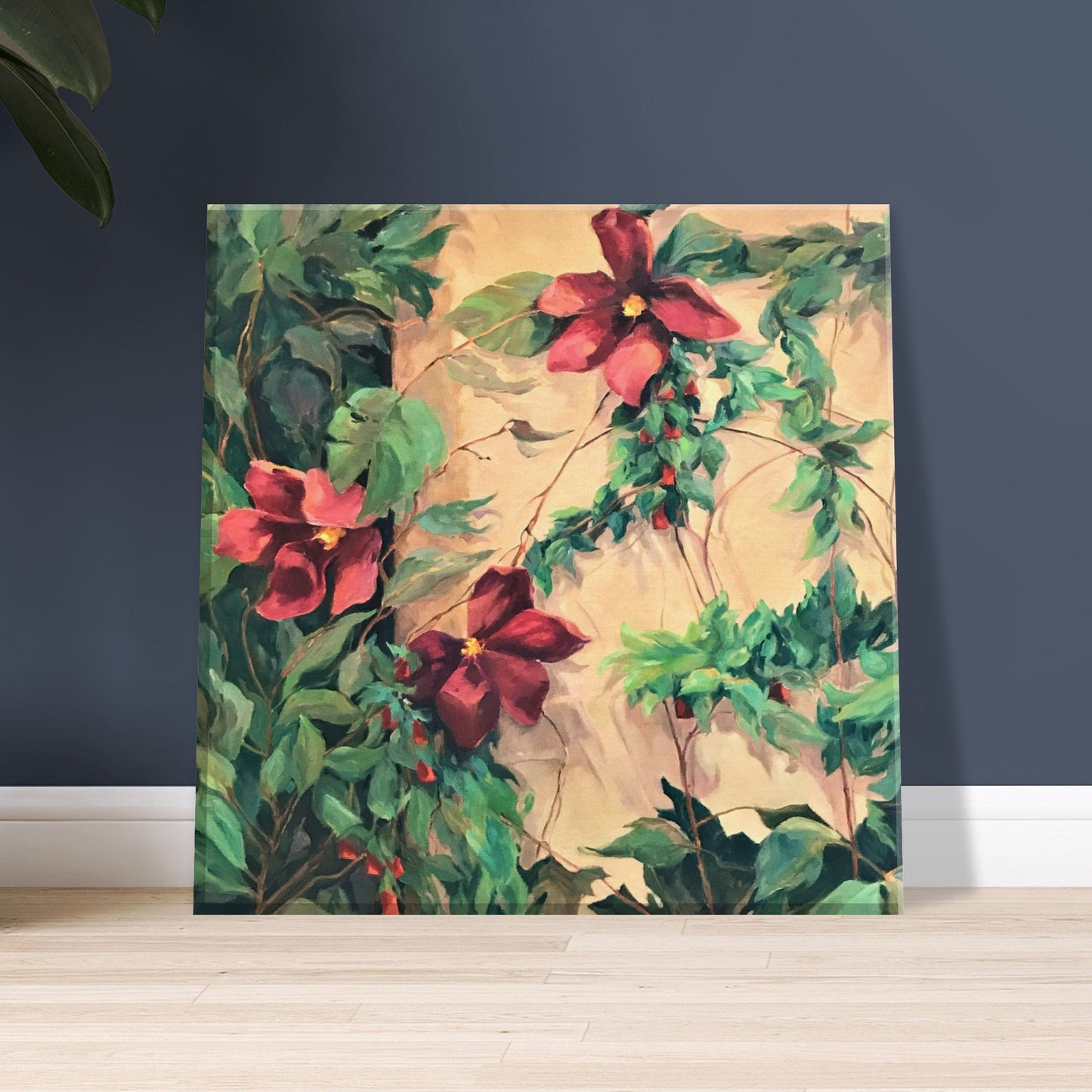 "Climatis" 8x8 inch Print on Canvas by Barbara Cleary Designs