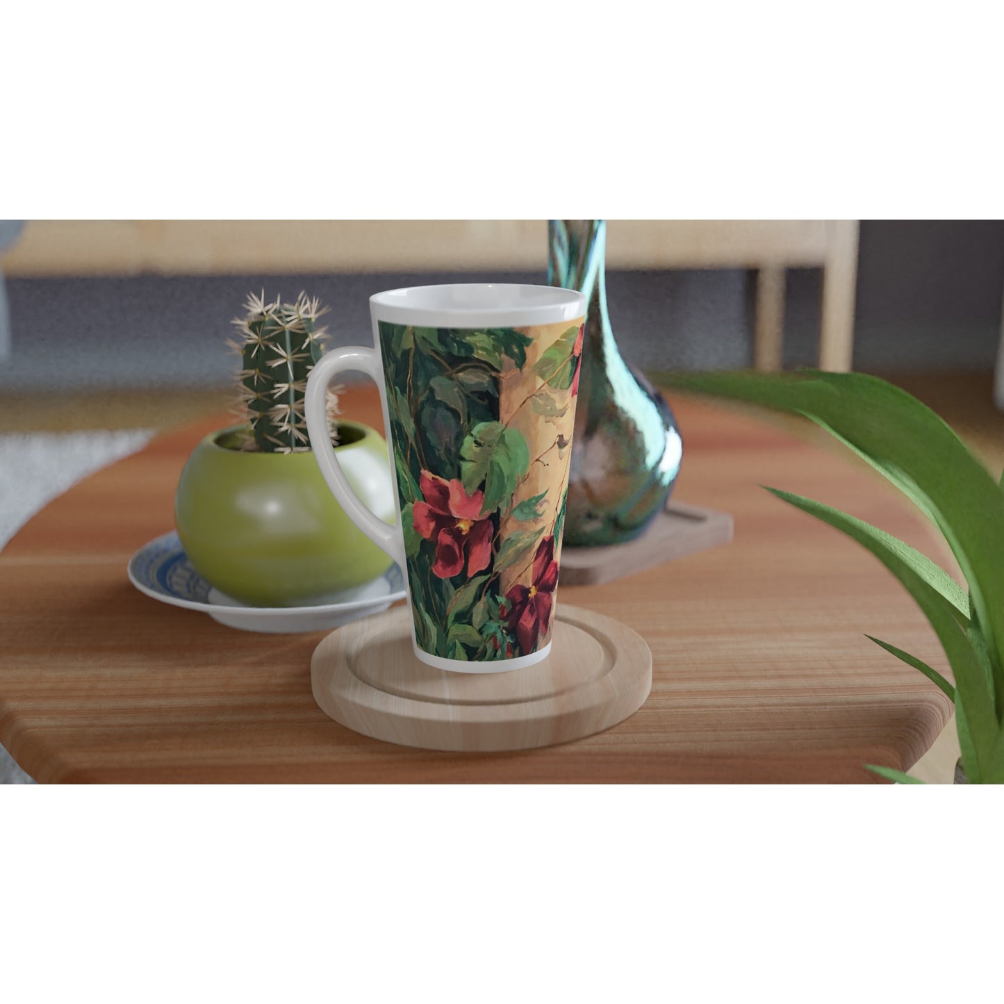 "Climatis" White Latte 17oz Ceramic Mug by Barbara Cleary Designs