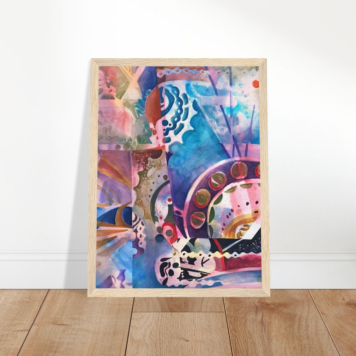 'Kaleidoscope' Abstract I 12x16 inch Wooden Framed Art Print I Original Artwork by American Artist Barbara Cleary
