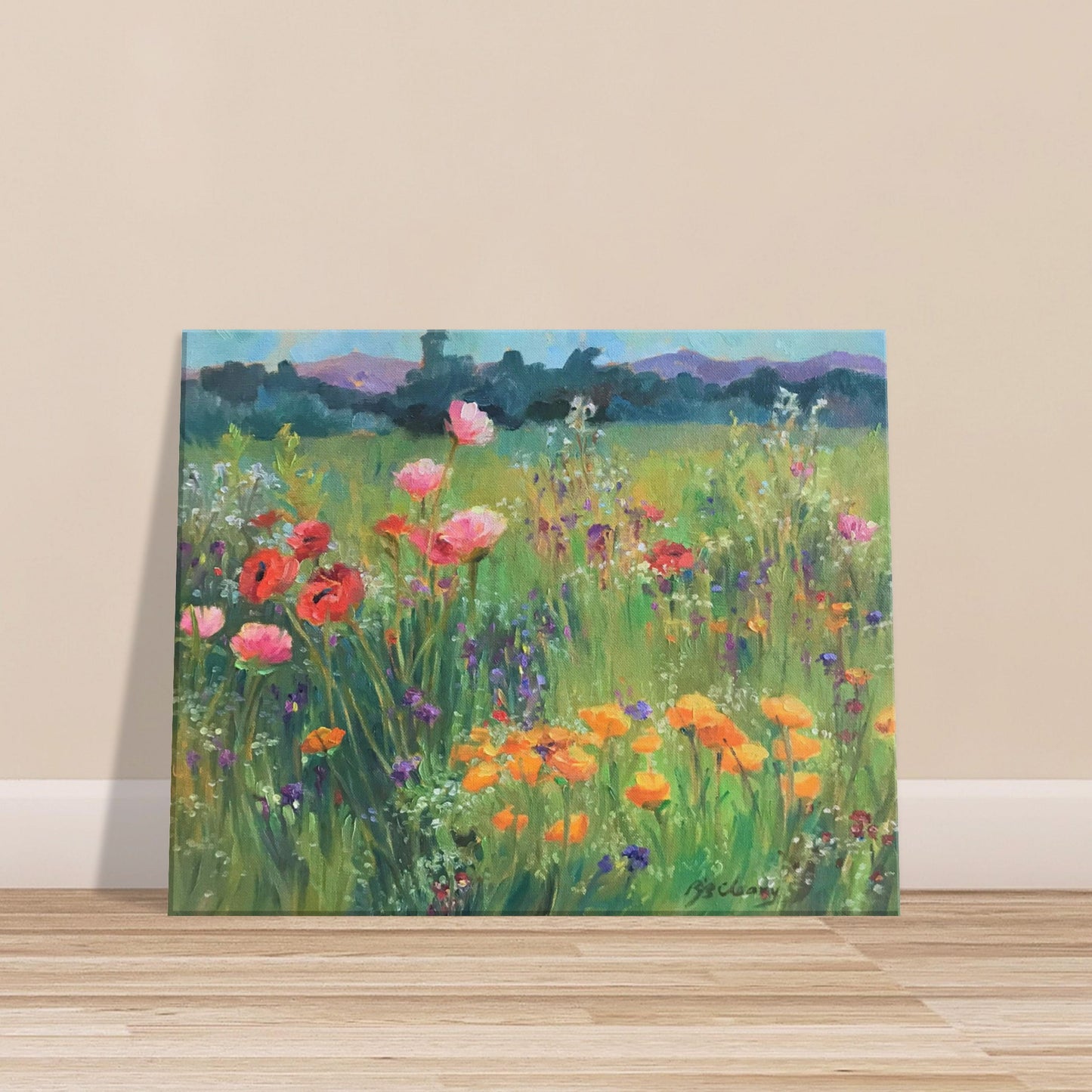 'Field of Poppies' Floral I 16x20 inch Art Print on Canvas I Original Artwork by American Artist Barbara Cleary
