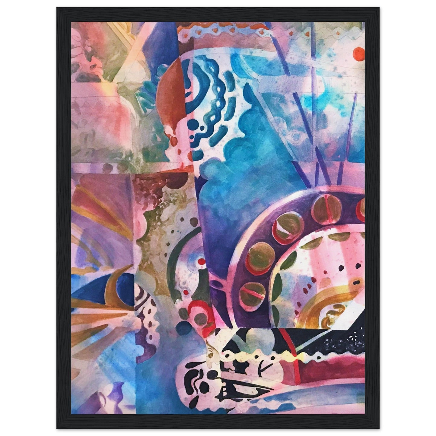 'Kaleidoscope' Abstract I 12x16 inch Wooden Framed Art Print I Original Artwork by American Artist Barbara Cleary