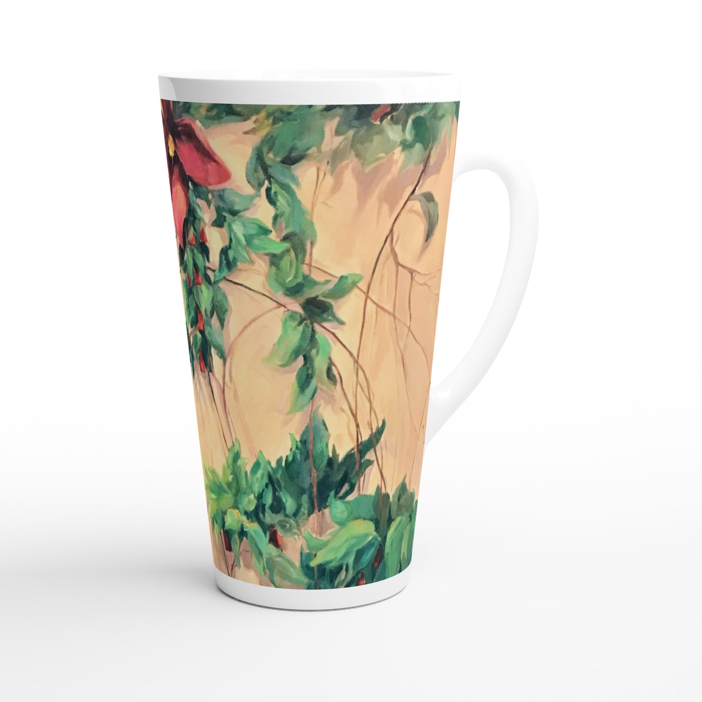 "Climatis" White Latte 17oz Ceramic Mug by Barbara Cleary Designs