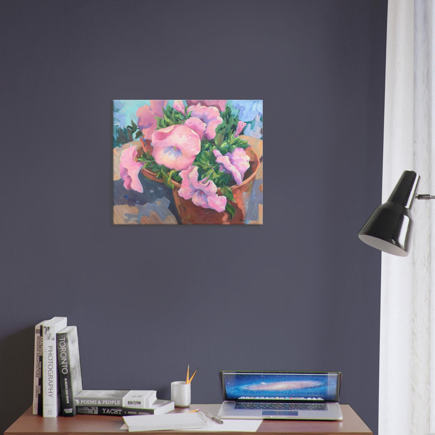 'Pink Petals in Bloom Floral I 20x24 inch Art Print on Canvas I Original Artwork by American Artist Barbara Cleary