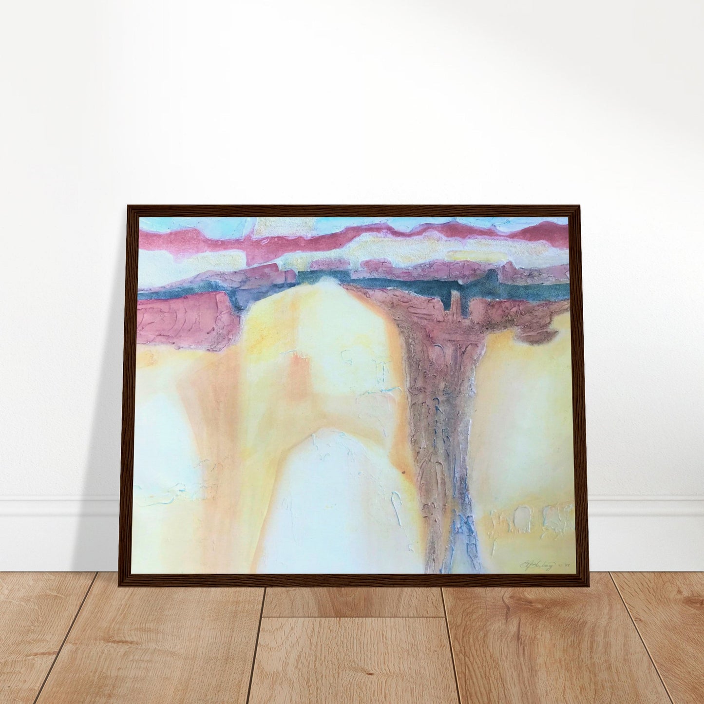 'Southwest Mixed Media' Abstract I 16x20 inch Wooden Framed Art Print I Original Artwork by American Artist Barbara Cleary