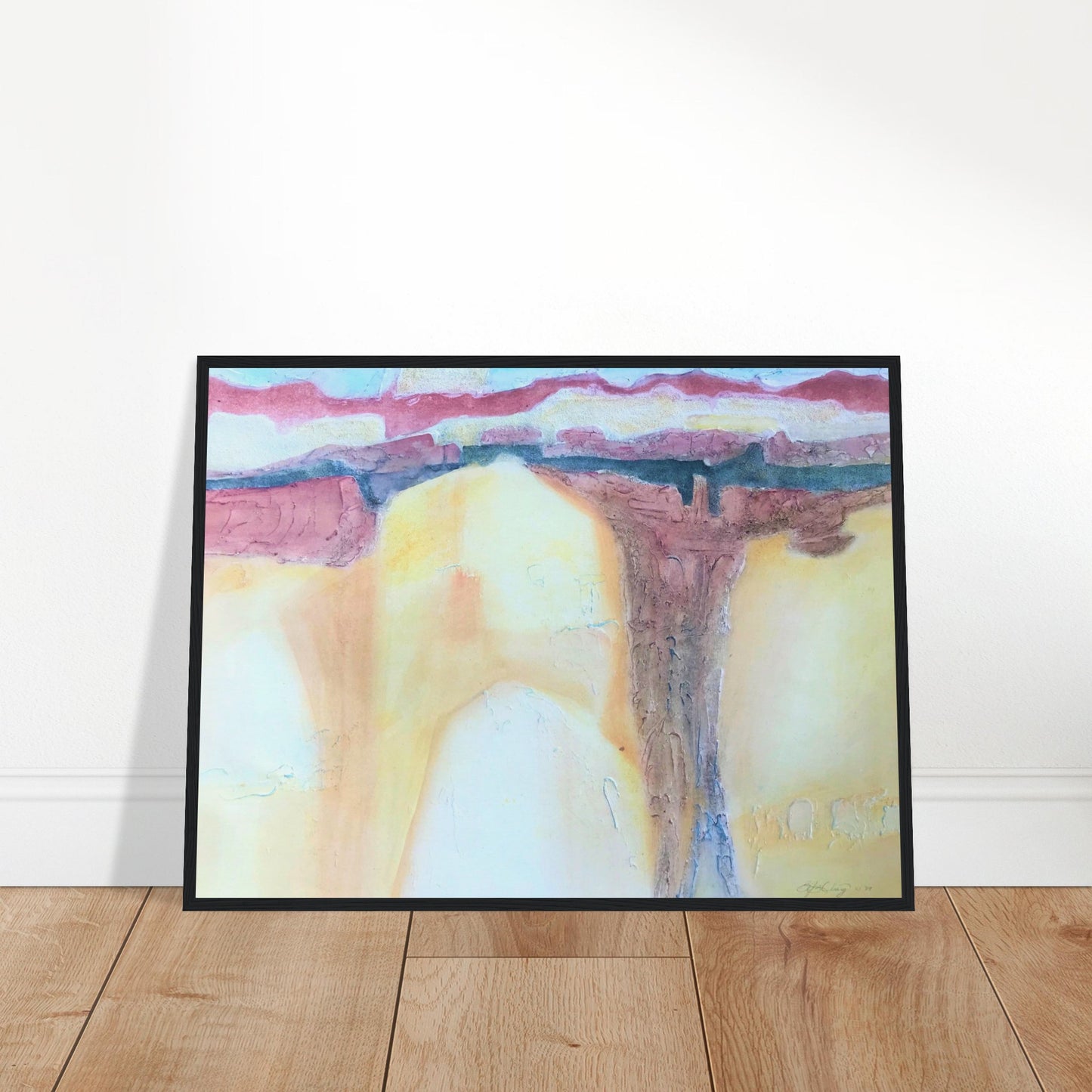 'Southwest Mixed Media' Abstract I 24x32 inch Wooden Framed Art Print I Original Artwork by American Artist Barbara Cleary