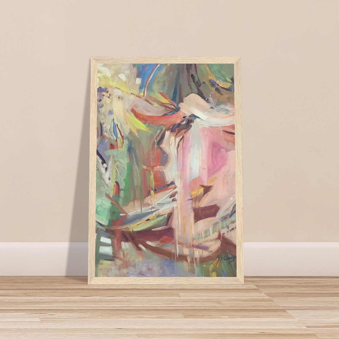 'All Seasons' Abstract I 12x18 inch Wooden Framed Art Print I Original Artwork by American Artist Barbara Cleary