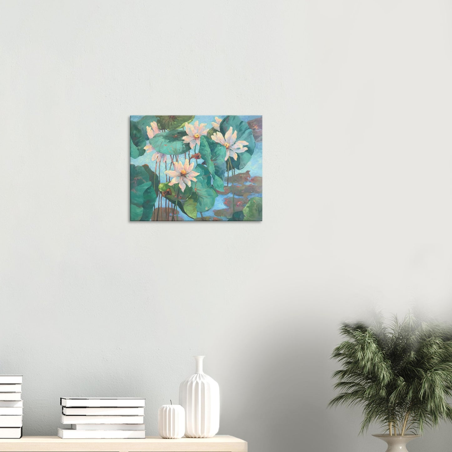 'Lily Pads' Floral I 16x20 inch Art Print on Canvas I Original Artwork by American Artist Barbara Cleary