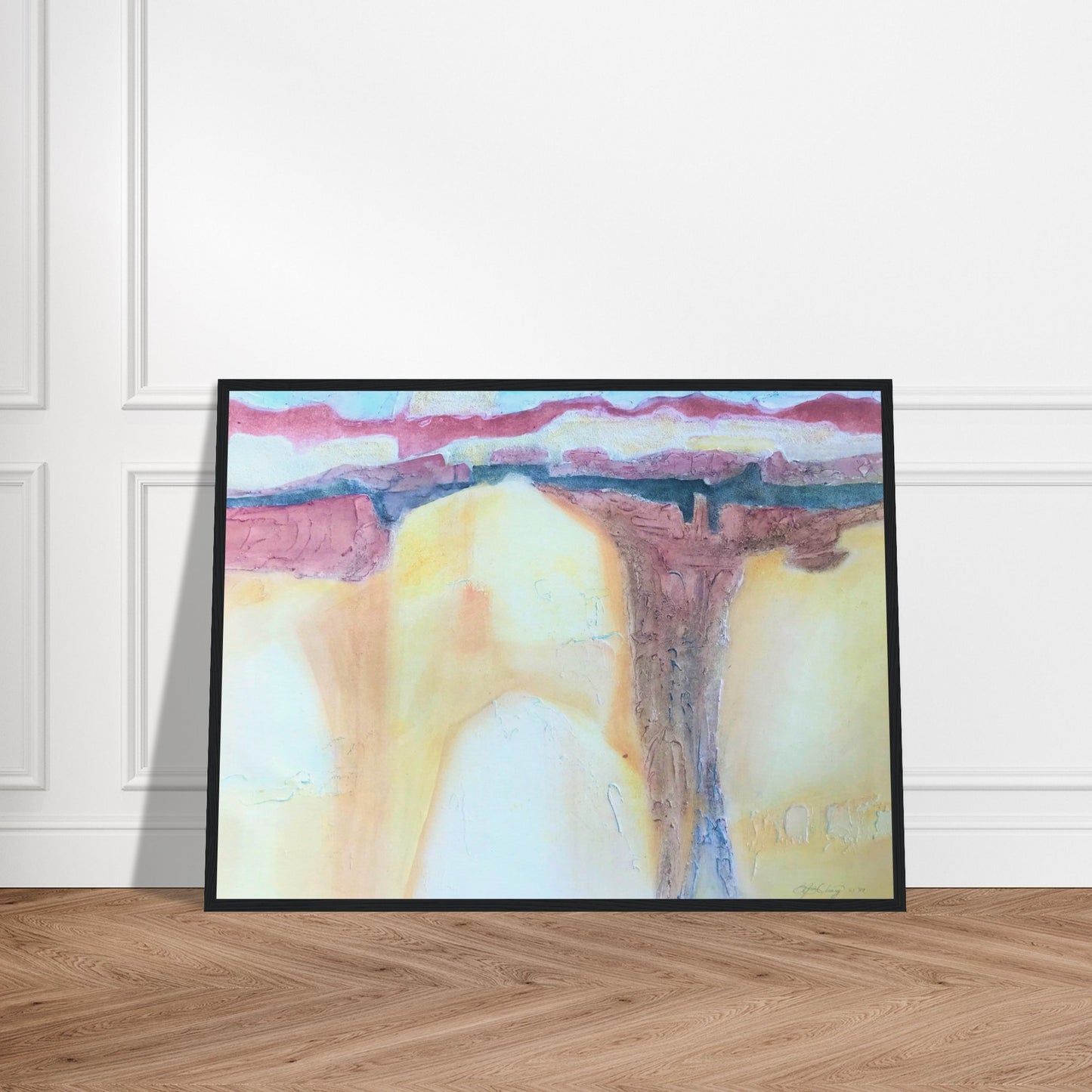 'Southwest Mixed Media' Abstract I 24x32 inch Wooden Framed Art Print I Original Artwork by American Artist Barbara Cleary
