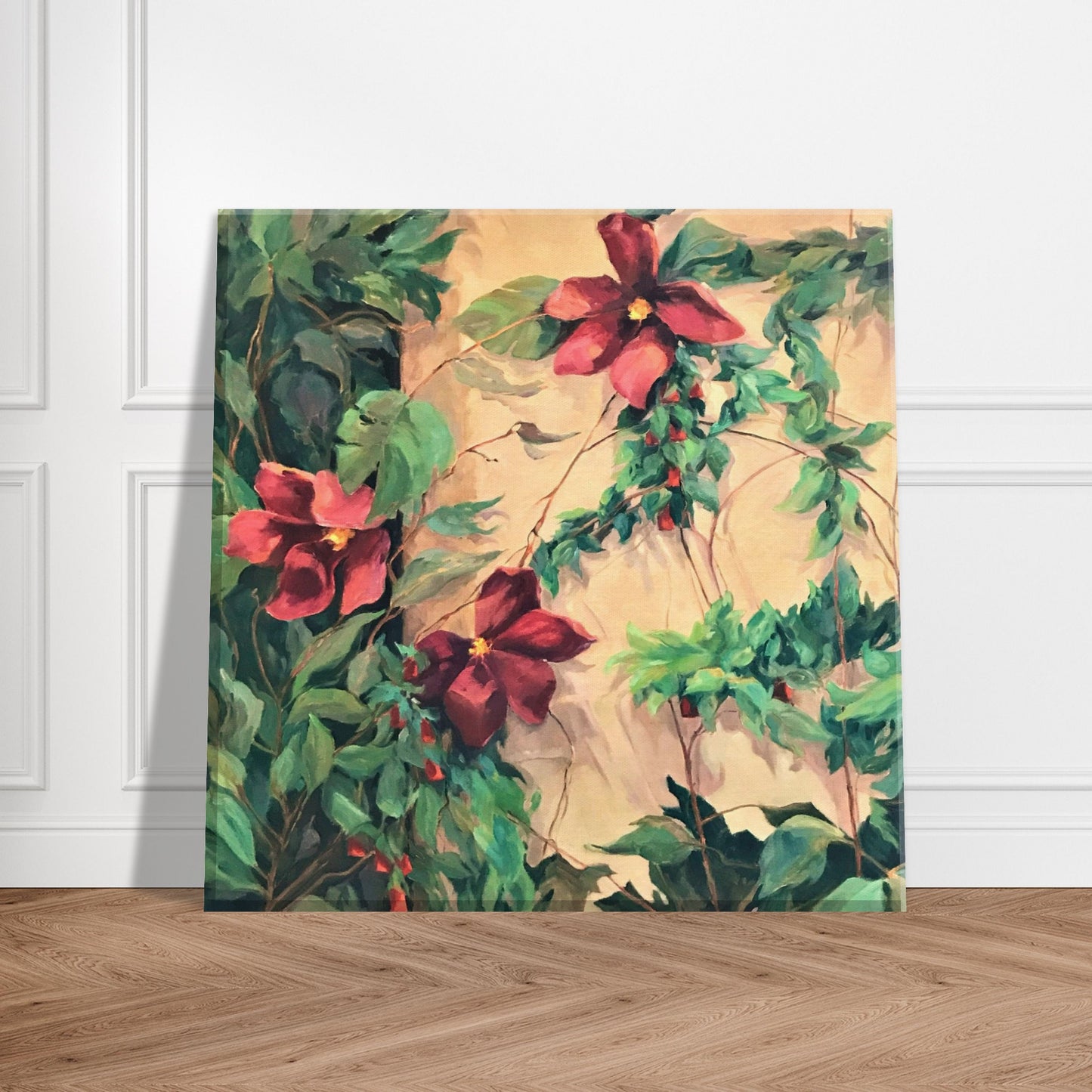 "Climatis" 8x8 inch Print on Canvas by Barbara Cleary Designs