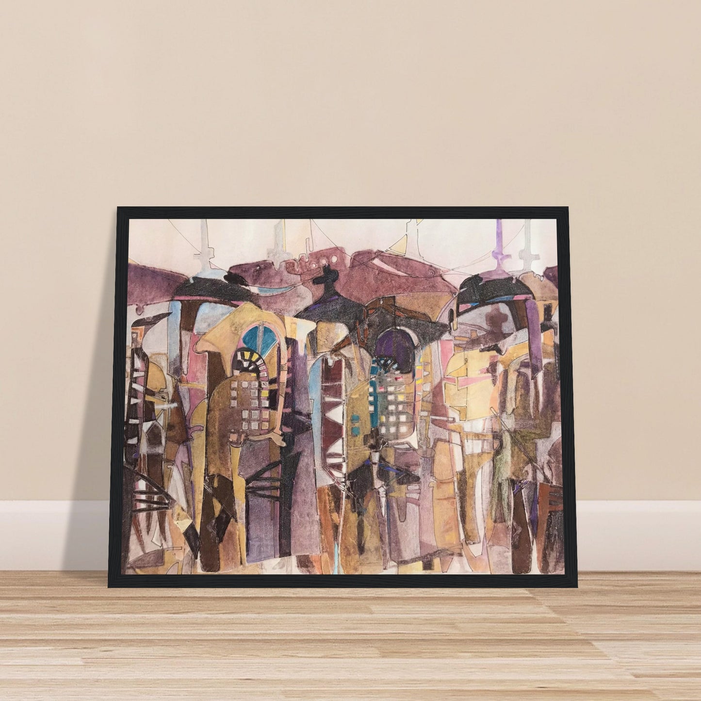 'San Francisco De Asis' Abstract I 16x20 inch Wooden Framed Art Print I Original Artwork by American Artist Barbara Cleary