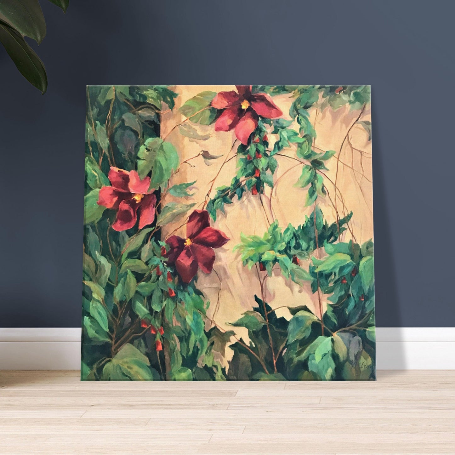 "Climatis Vine" 16x16 inch Print on Canvas by Barbara Cleary Designs
