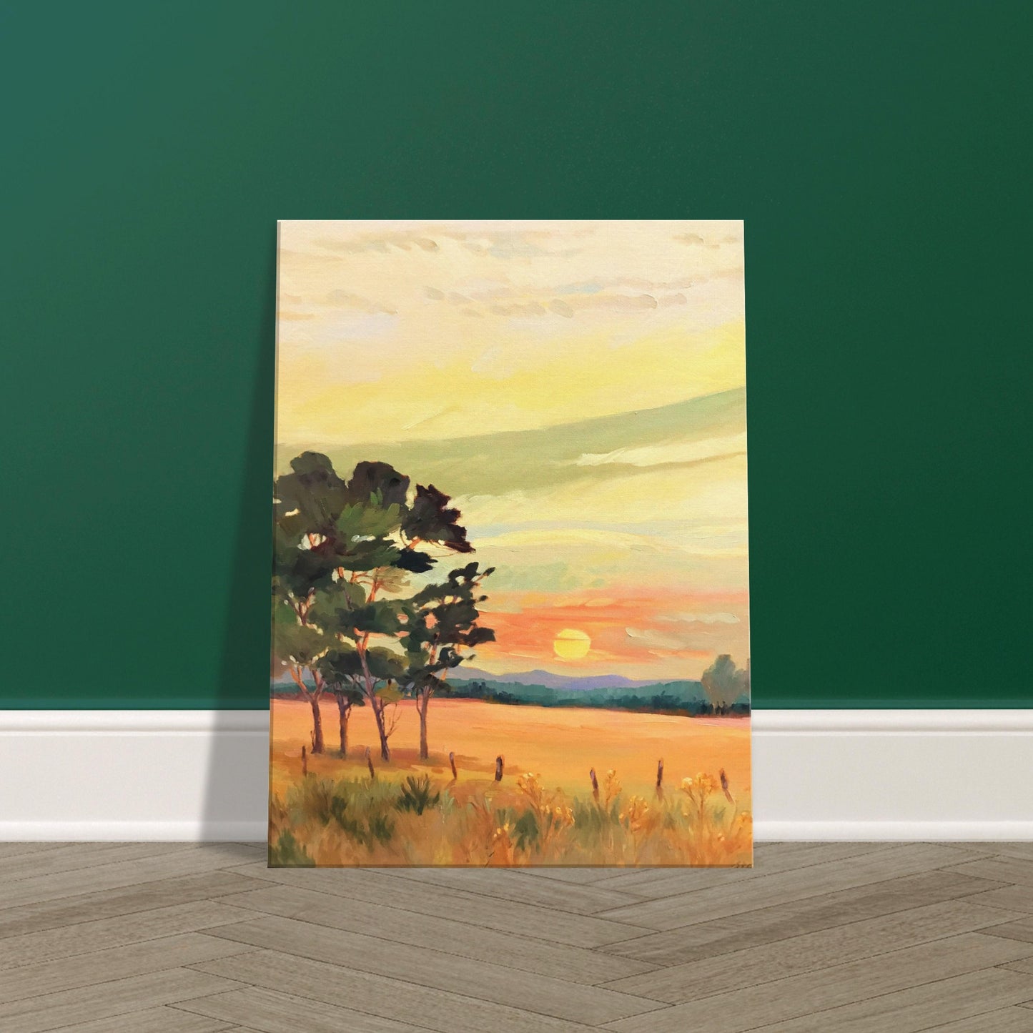 'Sunrise' Landscape I 18x24 inch Art Print on Canvas I Original Artwork by American Artist Barbara Cleary I F62