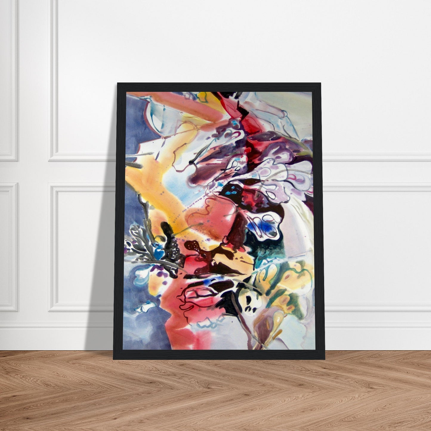 ‘Floral Fantasy' Abstract I 12x16 inch Wooden Framed Art Print I Original Artwork by American Artist Barbara Cleary