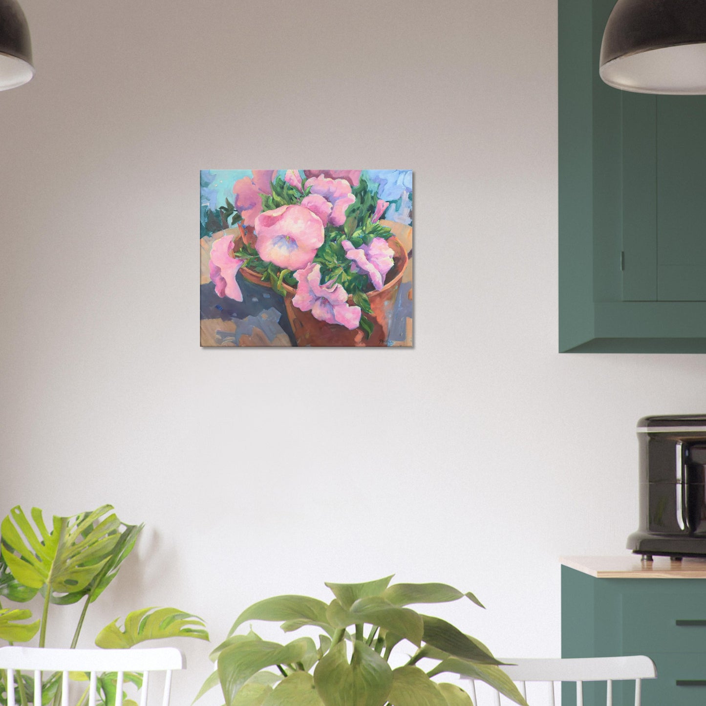'Pink Petals in Bloom Floral I 20x24 inch Art Print on Canvas I Original Artwork by American Artist Barbara Cleary