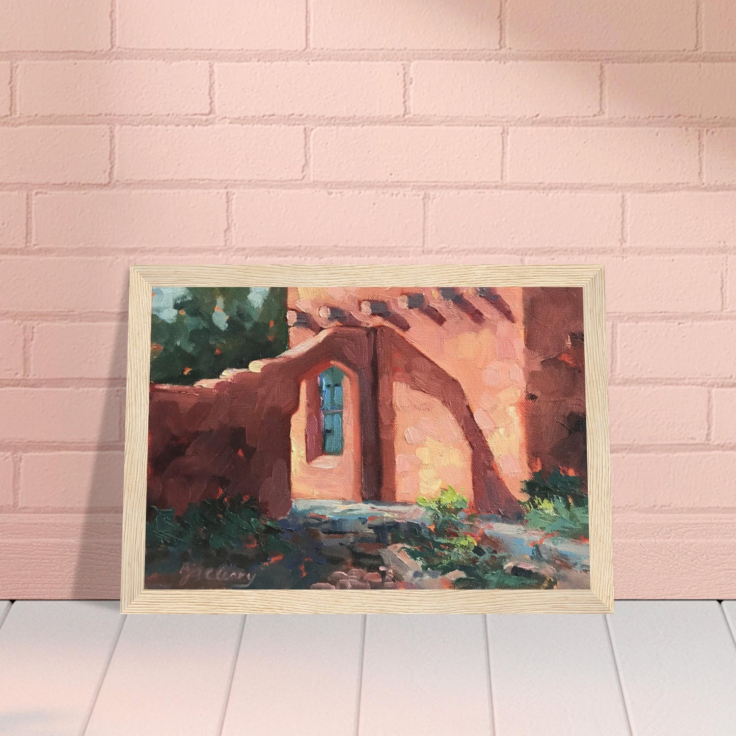 'Adobe Light and Shadows I 6x8 or 8x12 inch Wooden Framed Art Print I Original Artwork by American Artist Barbara Cleary