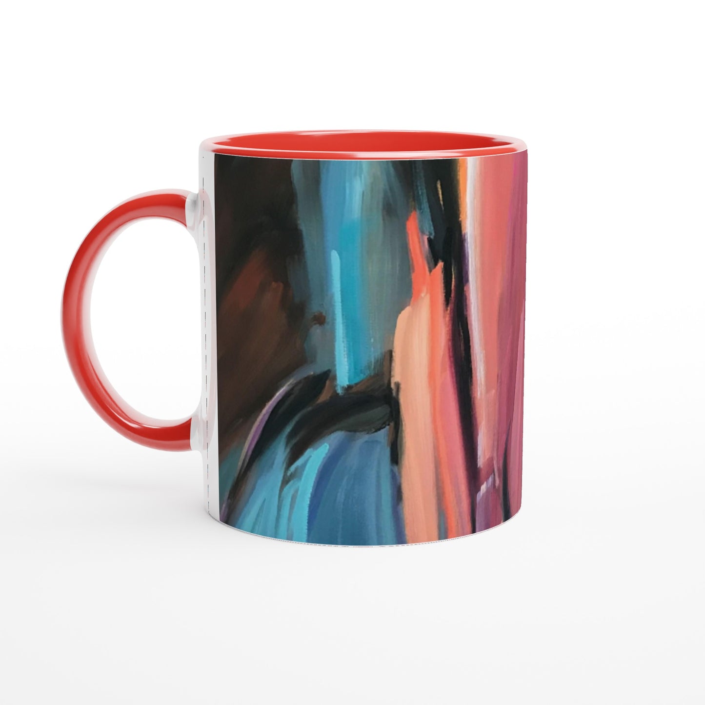 11oz White Ceramic Mug with Color Inside | Coffee Cup with 'Colorscape' Abstract Artwork by American Artist Barbara Cleary