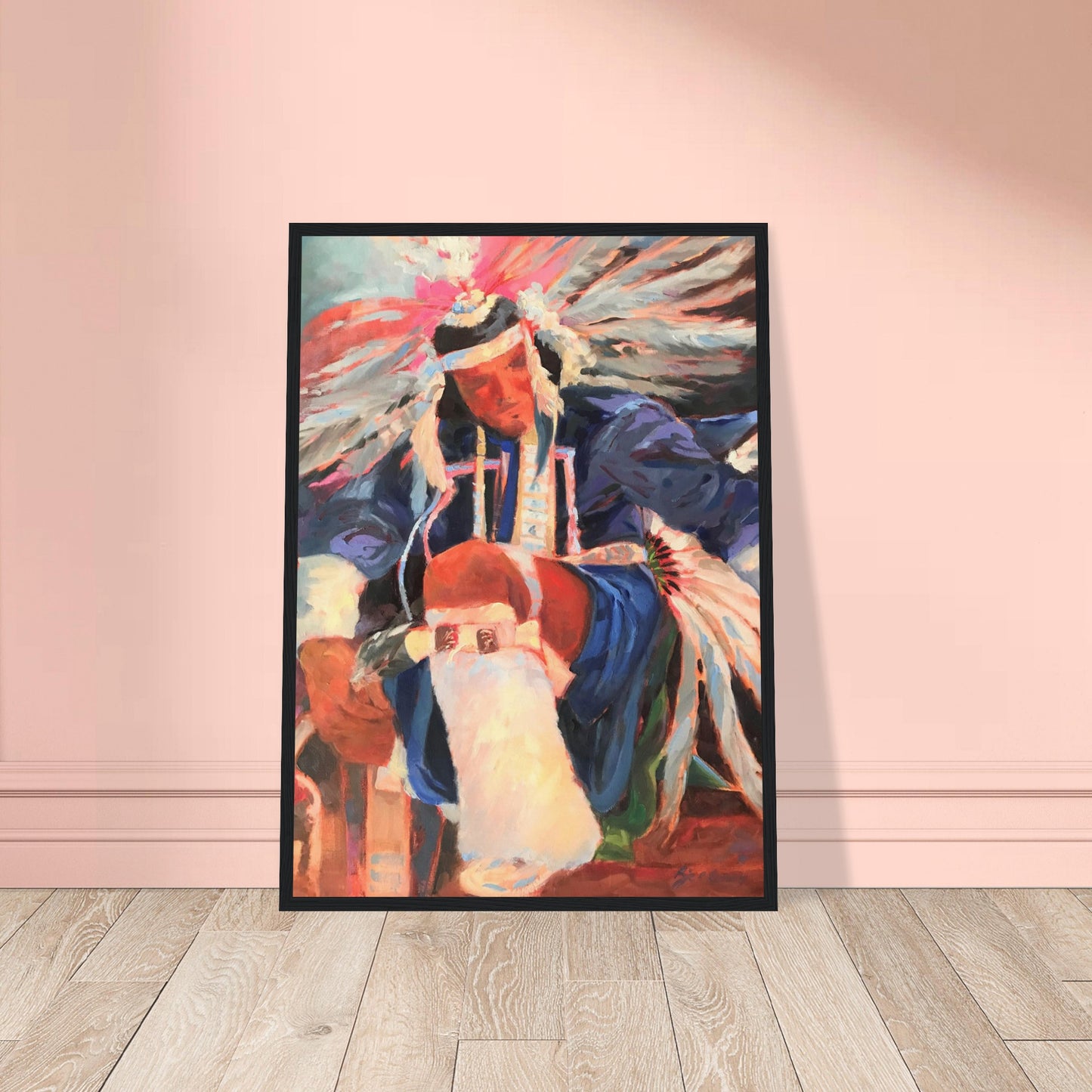 'War Dancer' I 20x28 inch Wooden Framed Art Print I Original Artwork by American Artist Barbara Cleary