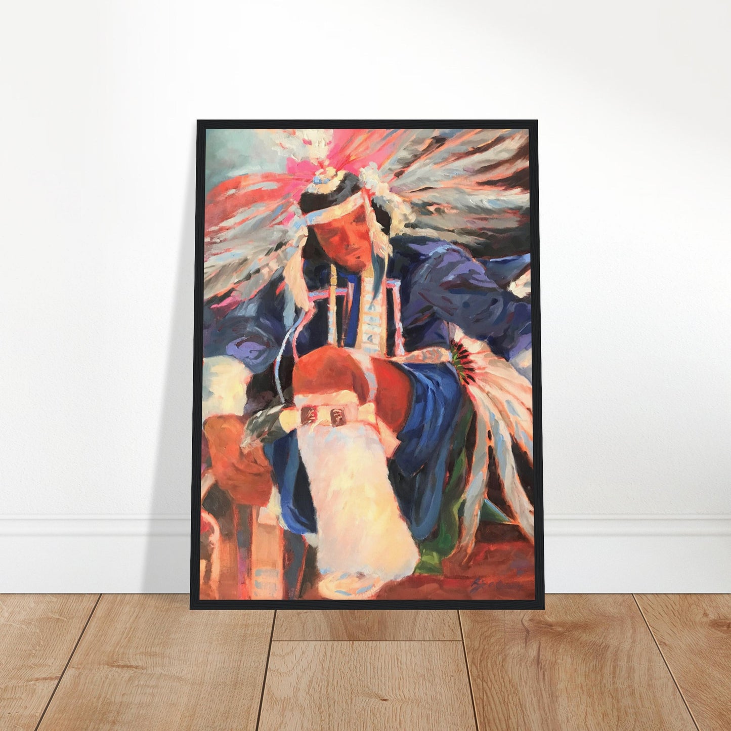 'War Dancer' I 20x28 inch Wooden Framed Art Print I Original Artwork by American Artist Barbara Cleary