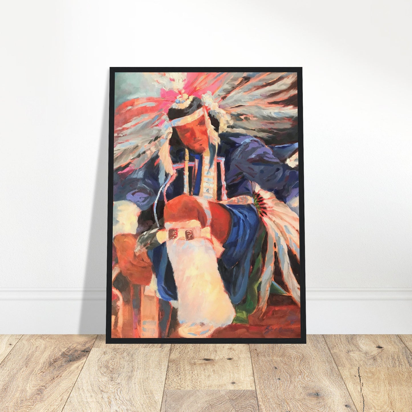 "War Dancer" 20x28 Art Print Wooden Framed by Barbara Cleary Designs