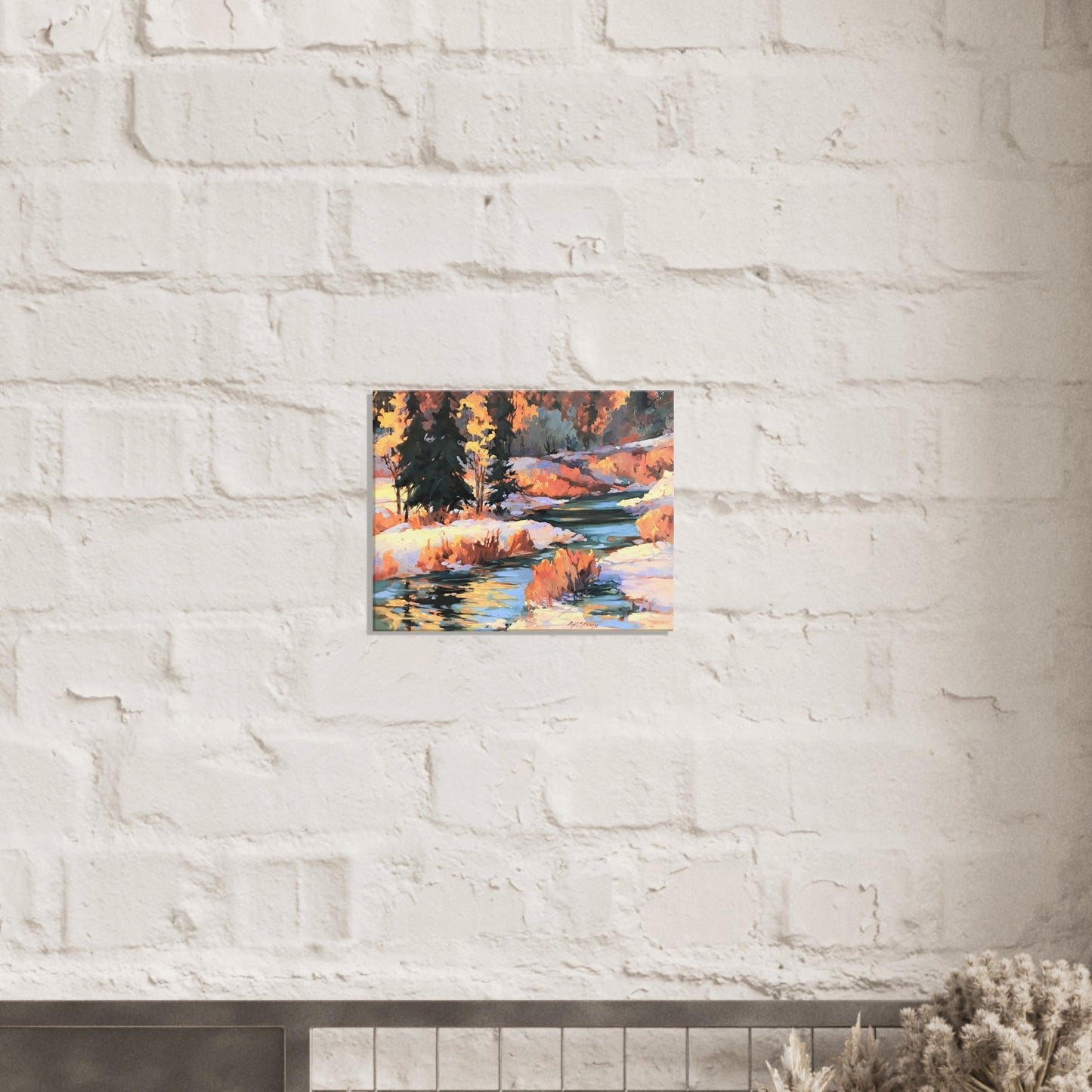 'Winter River' Landscape I 16x20 inch Art Print on Canvas I Original Artwork by American Artist Barbara Cleary