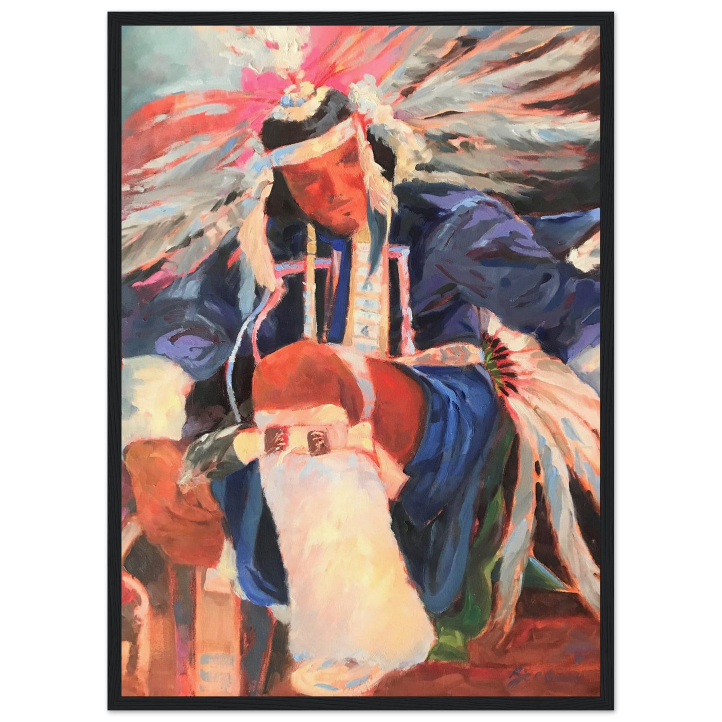 'War Dancer' I 20x28 inch Wooden Framed Art Print I Original Artwork by American Artist Barbara Cleary