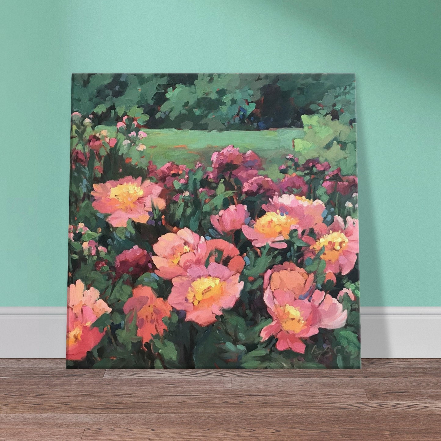 "Pink Princess" Floral Print on 16x16 inch Canvas by Barbara Cleary Designs