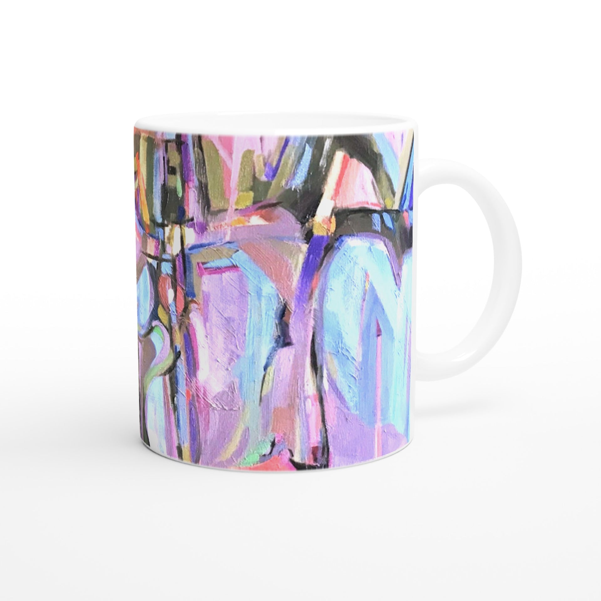 11oz White Ceramic Mug| Coffee Cup with 'Passages' Abstract Artwork by