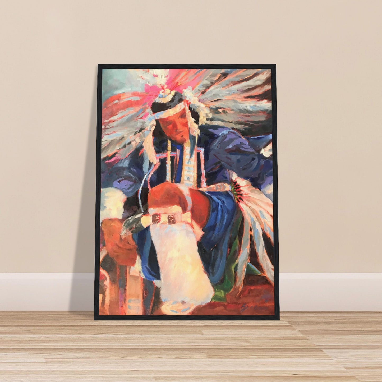 'War Dancer' I 20x28 inch Wooden Framed Art Print I Original Artwork by American Artist Barbara Cleary