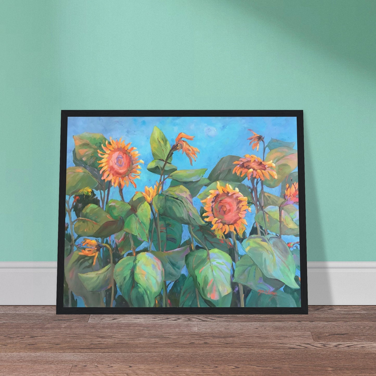 "Southwind 2" Floral Wooden Framed 16x20 Art Print by Barbara Cleary Designs