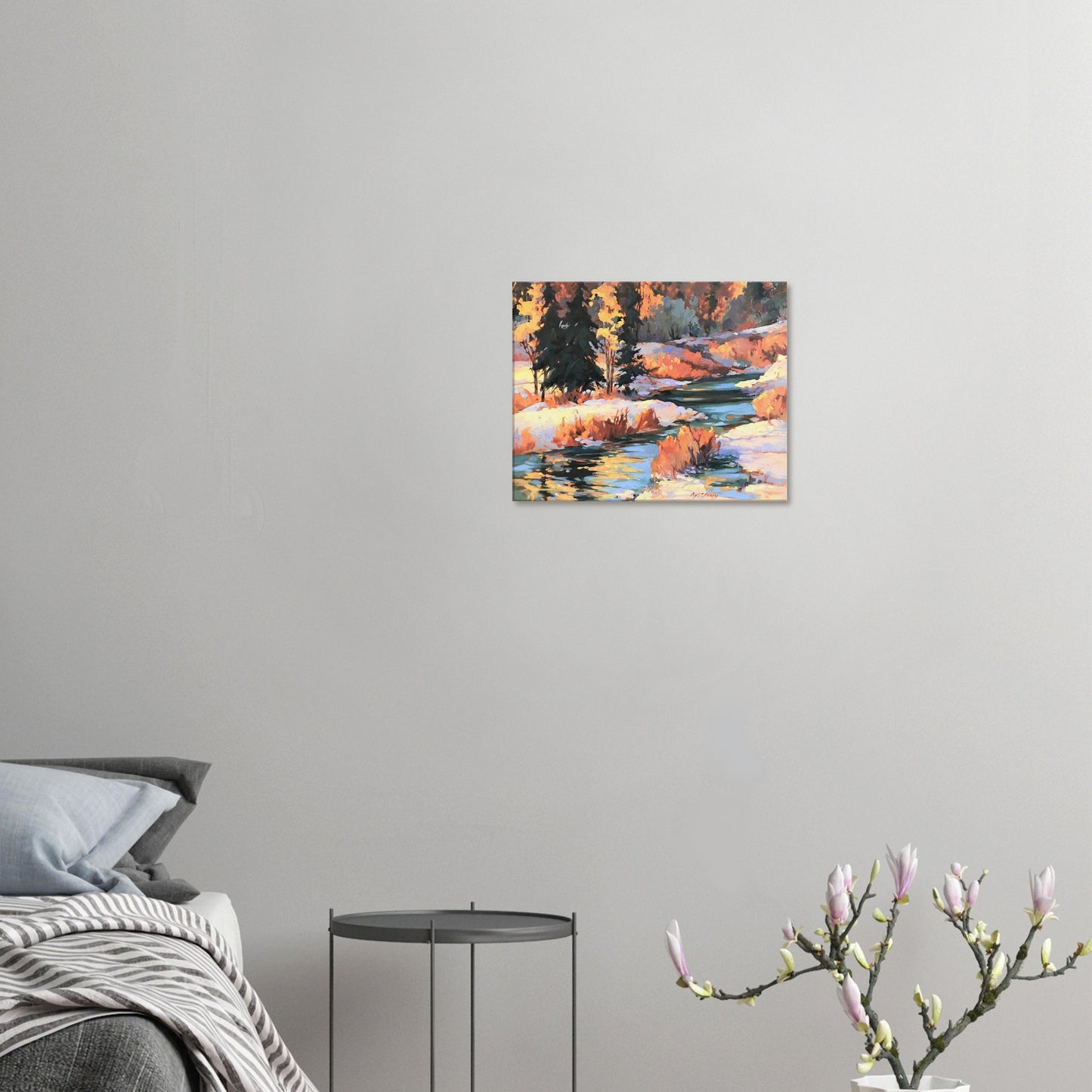 'Winter River' Landscape I 16x20 inch Art Print on Canvas I Original Artwork by American Artist Barbara Cleary