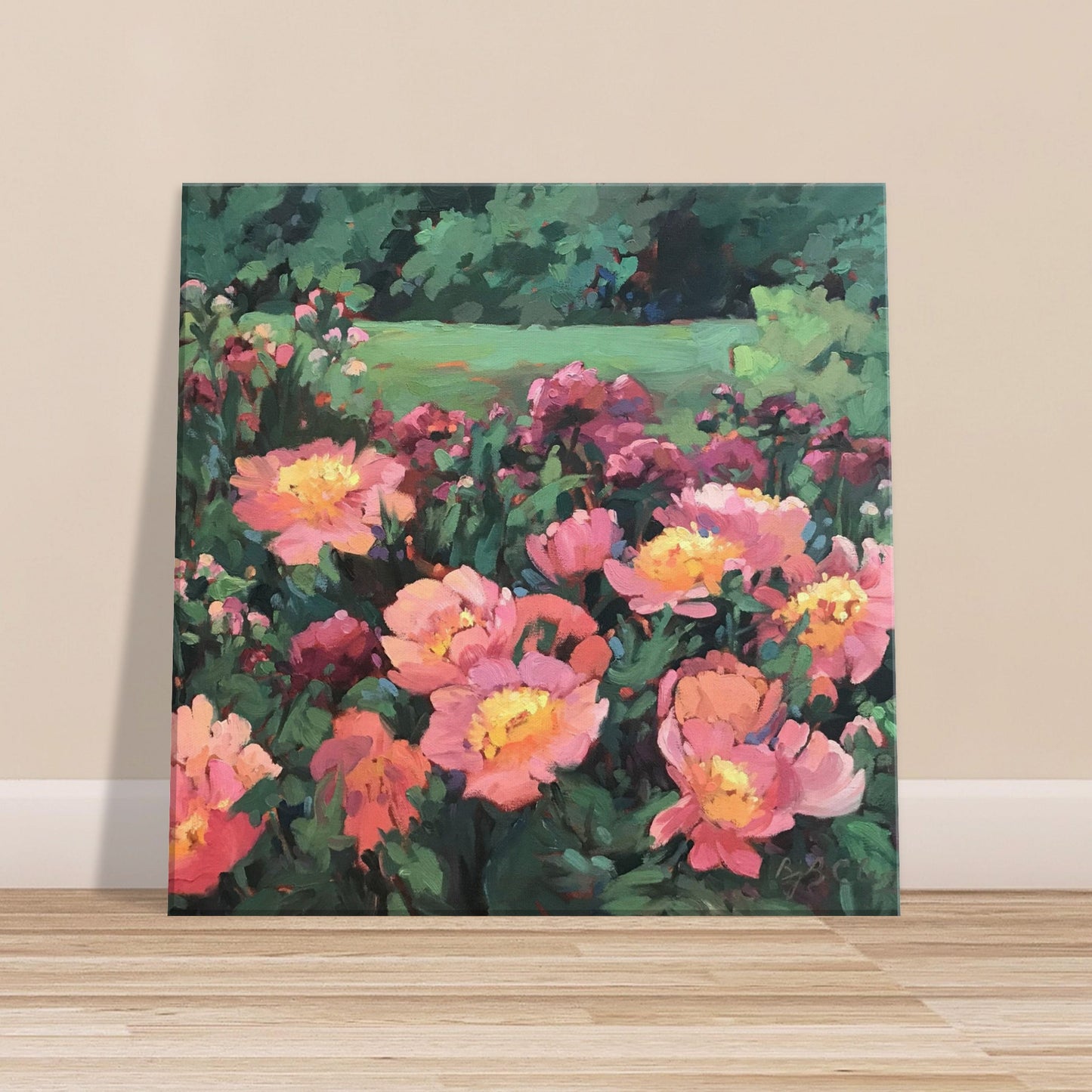 "Pink Princess" Floral Print on 16x16 inch Canvas by Barbara Cleary Designs