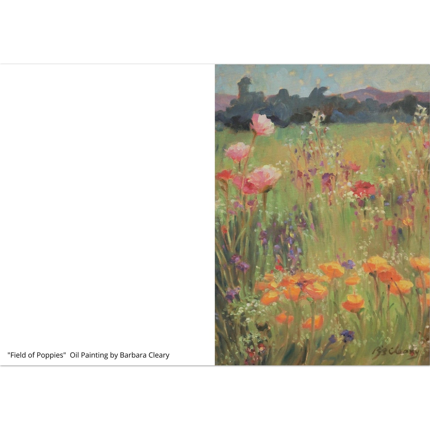 "Field of Poppies" Pack of 10 Greeting Cards (standard envelopes) (US & CA) by Barbara Cleary Designs