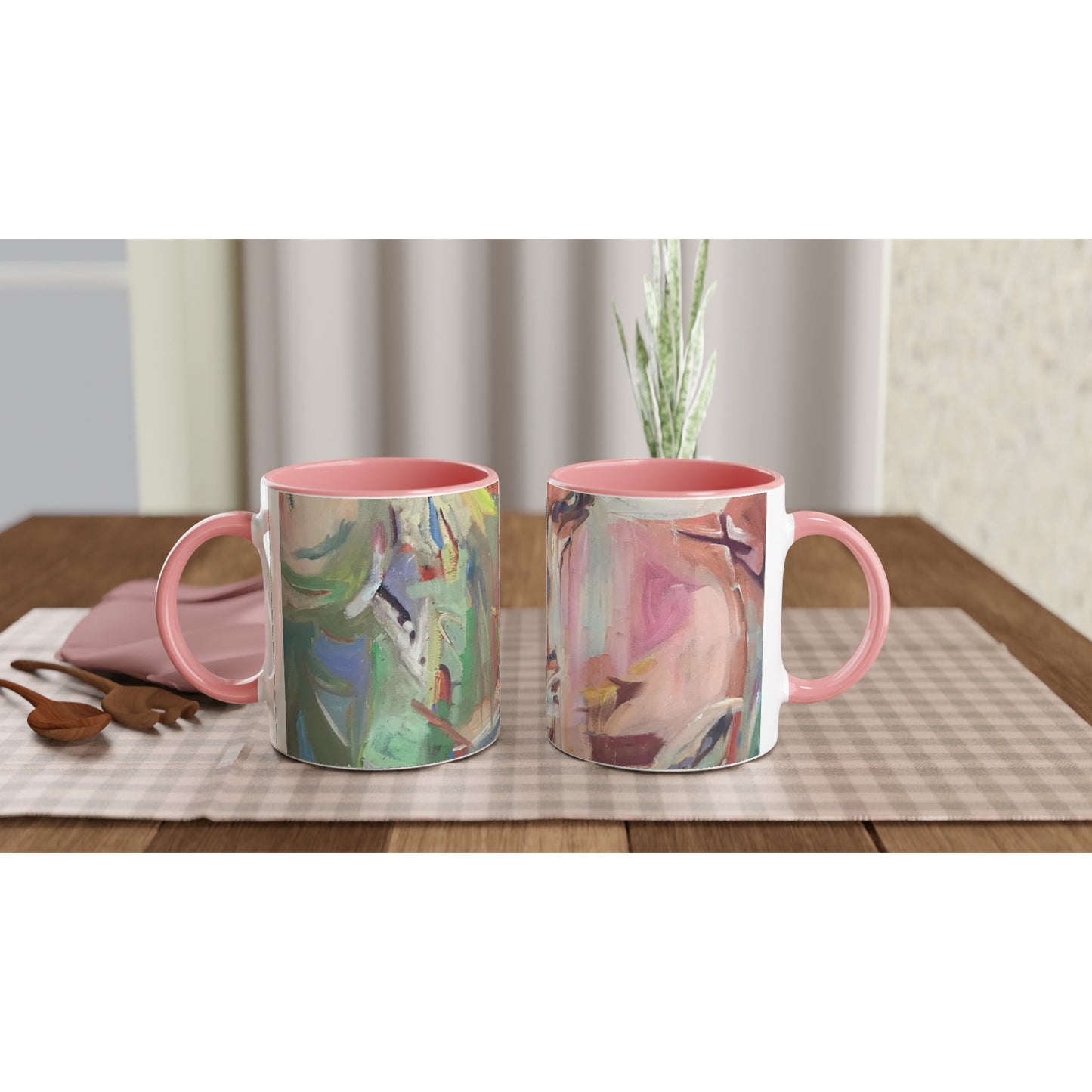"All Seasons" White 11oz Ceramic Mug with Color Inside by Barbara Cleary Designs