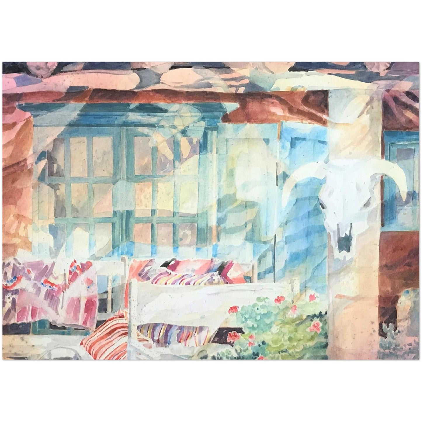 Pack of 10 postcards "Southwestern Home" Watercolor (2-sided, No envelopes, US & CA) by Barbara Cleary Designs