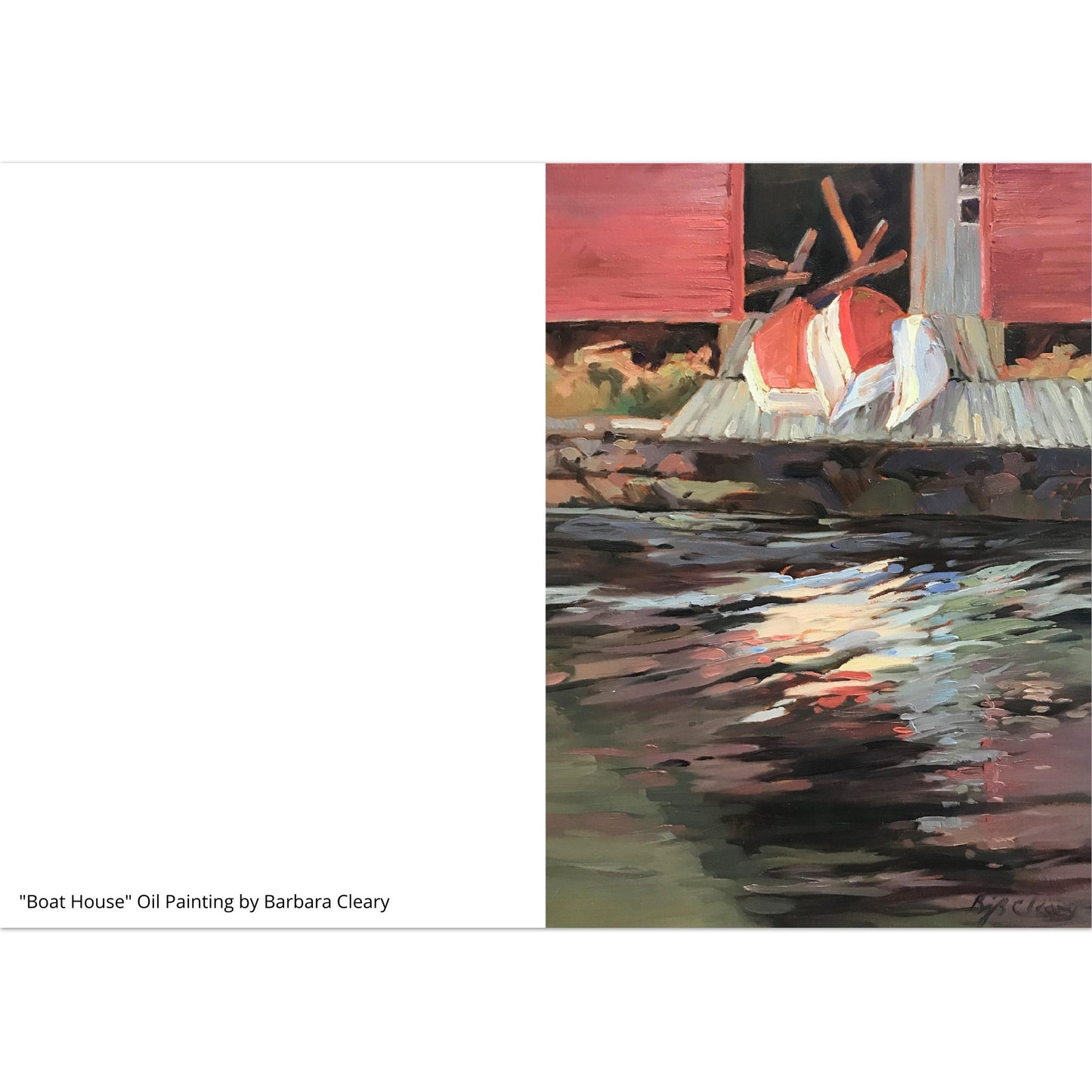 "Boat House" Pack of 10 Greeting Cards (standard envelopes) (US & CA) by Barbara Cleary Designs