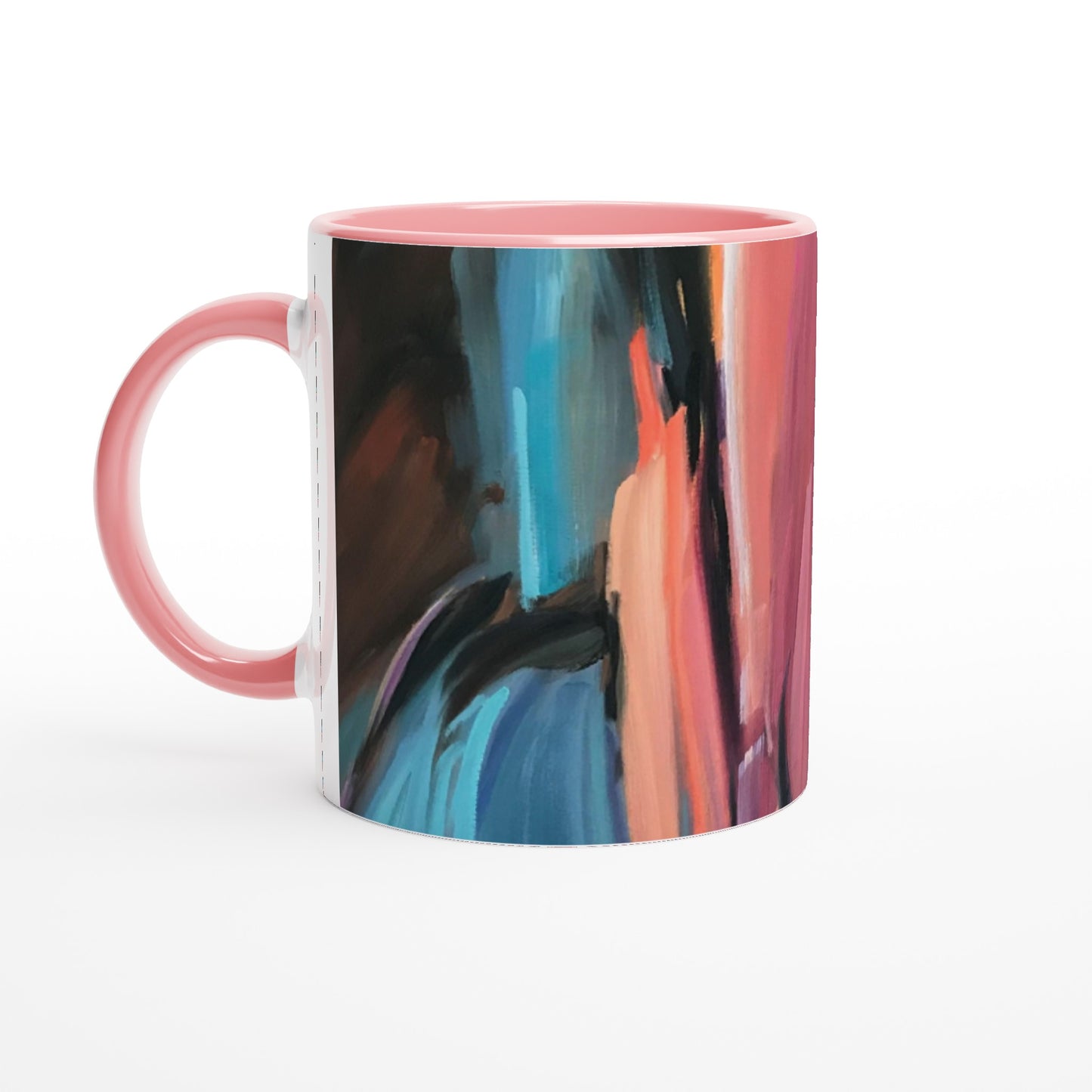 11oz White Ceramic Mug with Color Inside | Coffee Cup with 'Colorscape' Abstract Artwork by American Artist Barbara Cleary